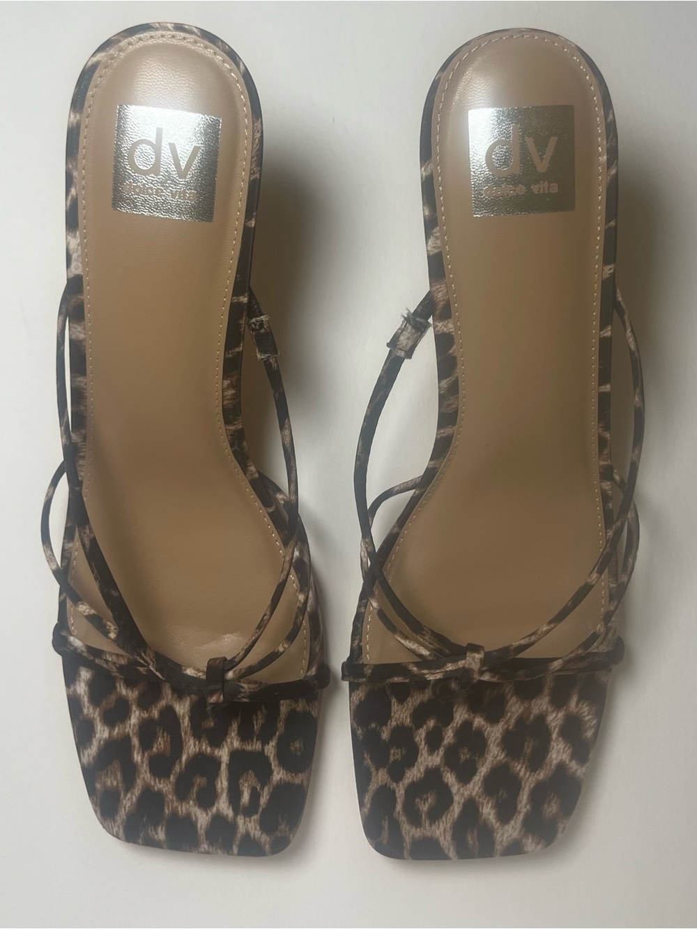 DV by Dolce Vita Leopard Print Square-Toe Strappy Mules - Brown